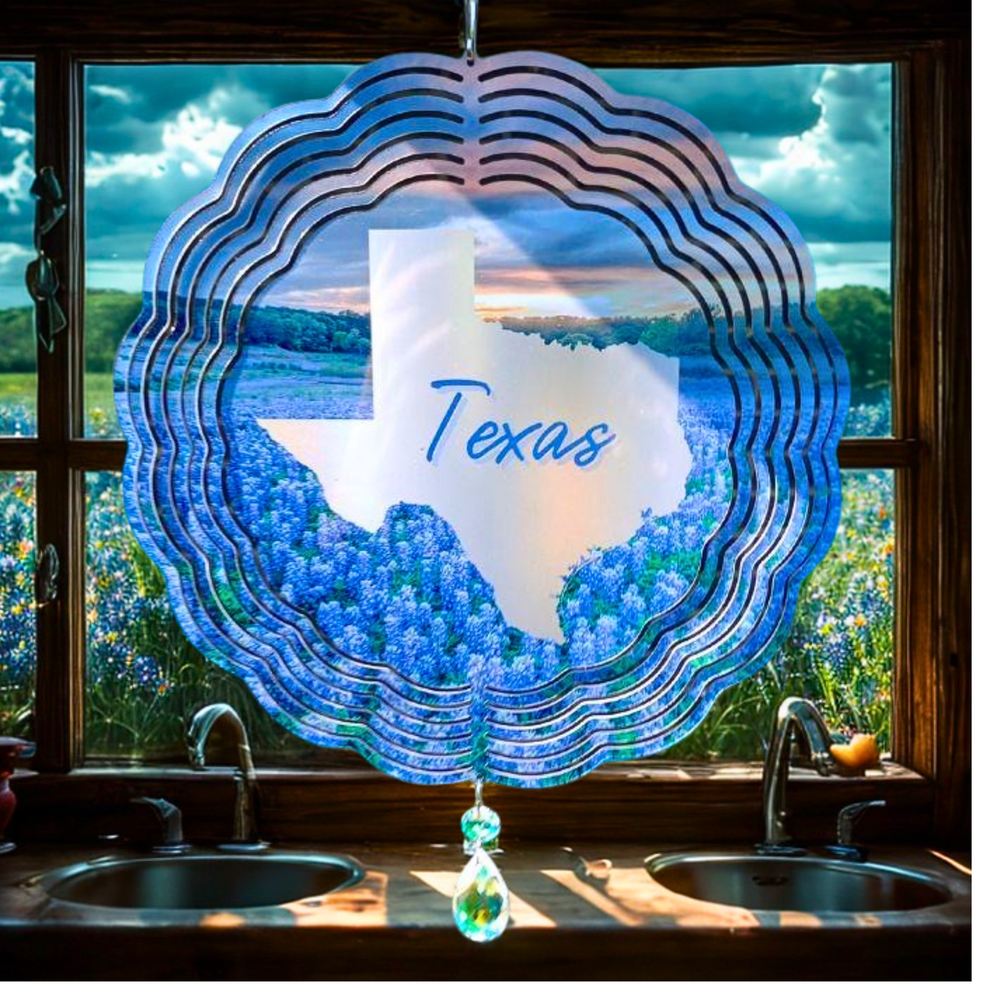 Texas Bluebonnet Sunrise wind spinner