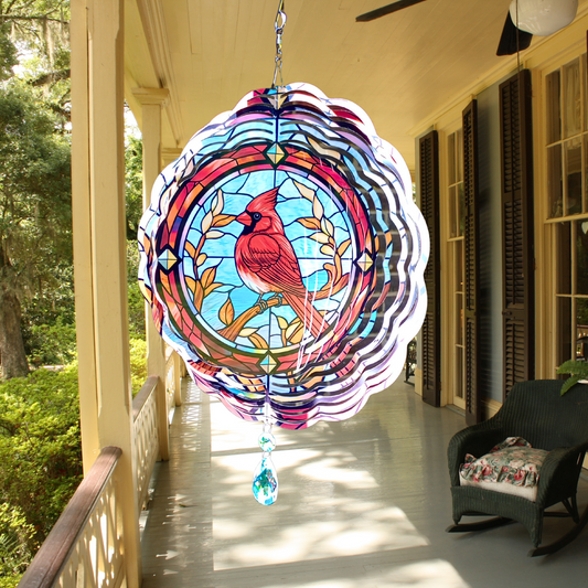 Cardinal with Red Border wind spinner