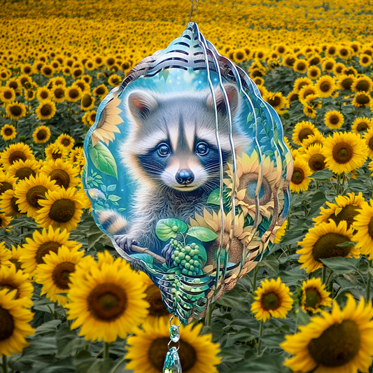 Racoon and Sunflowers wind spinner
