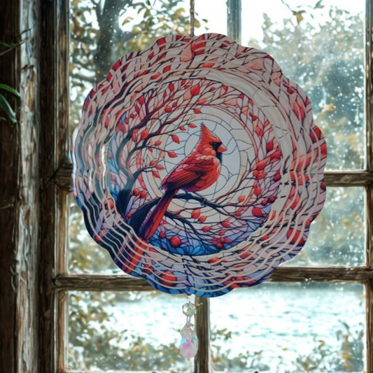 Cardinal with Leaves wind spinner